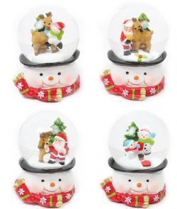 ASST. DE BOULE D'EAU DE NOËL AVEC BASE DE BONHOMME DE NEIGE